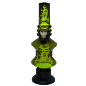 Inferno 20cm acrylic bong with green flame artwork, designed by KIICK AS