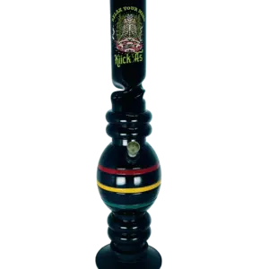 Mighty Rasta 40cm black cast-acrylic ice bong with Rasta grip rings and a twisted blue ice section, by KIICK AS