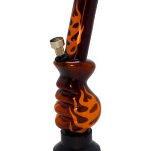 Wildfire 20cm acrylic bong with orange flame artwork, designed by KIICK AS